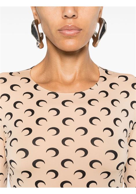 moon printed jearsey top woman beige MARINE SERRE | WTS006A CJER0001TA10